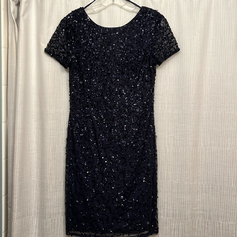 Adrianna Papell navy sequin dress